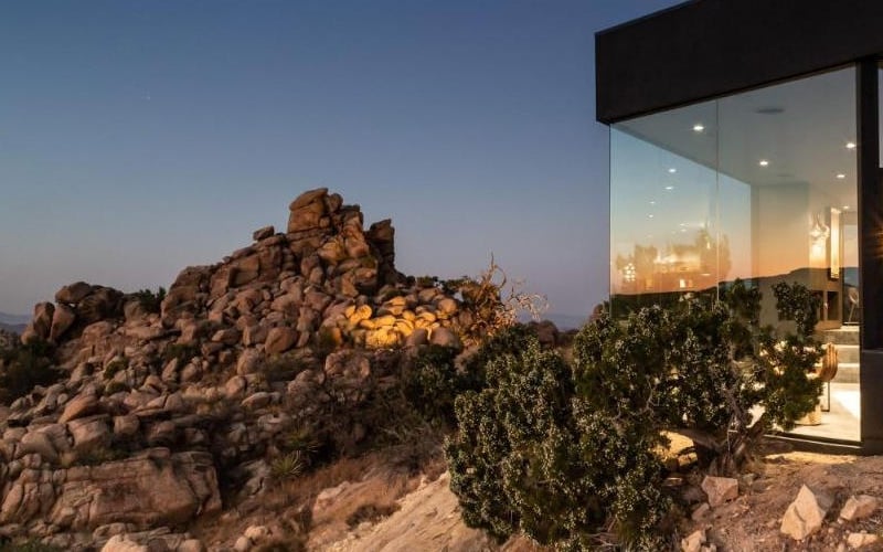 Glass house at dusk in the High Desert