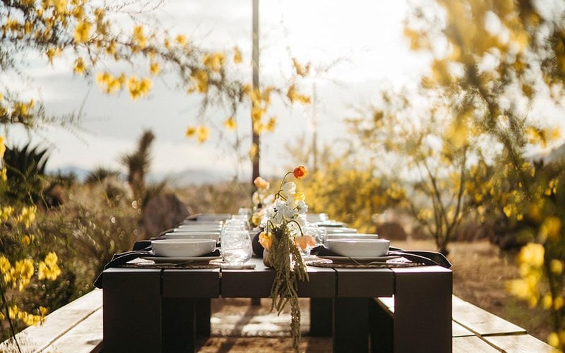 Outdoor dining event at The Bungalows